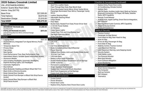 2020 Subaru Crosstrek Limited