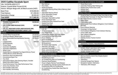 2025 Cadillac Escalade Sport
