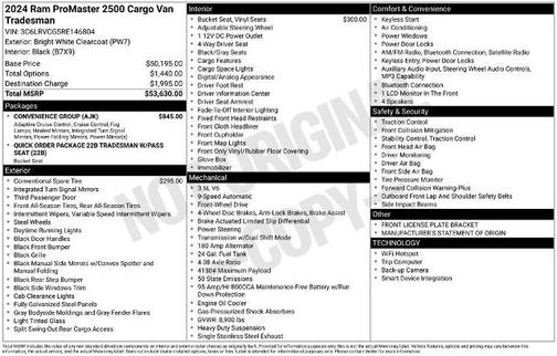 Bright White Clearcoat 2024 RAM ProMaster 2500 136 WB HIGH ROOF CARGO