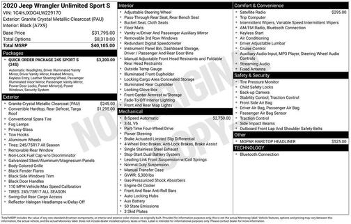 2020 Jeep Wrangler Unlimited Sport