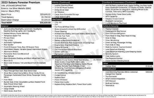 Ice Silver Metallic 2023 Subaru Forester 2.5I PREMIUM