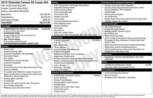 2015 Chevrolet Camaro 2SS