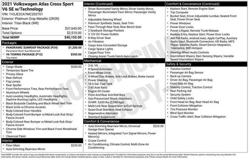 2021 Volkswagen Atlas Cross Sport 3.6L V6 SE w/Technology