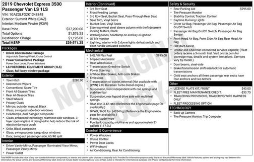2019 Chevrolet Express 3500 LS