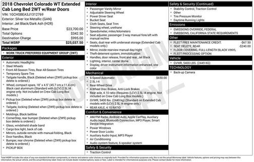 2018 Chevrolet Colorado WT
