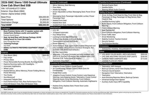 2026 GMC Sierra 1500 Denali Ultimate
