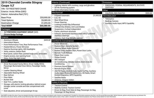 2019 Chevrolet Corvette Stingray