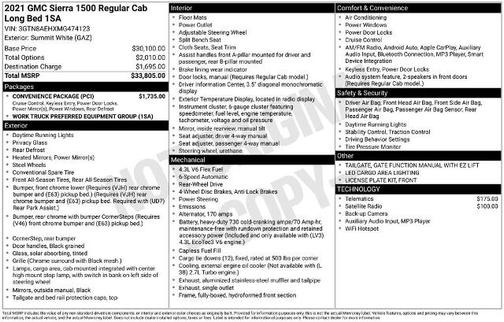 Summit White 2021 GMC Sierra 1500 BASE