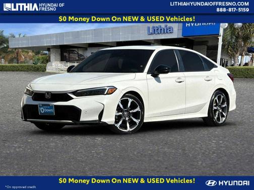 Platinum White Pearl 2025 Honda Civic Hybrid Sport Touring