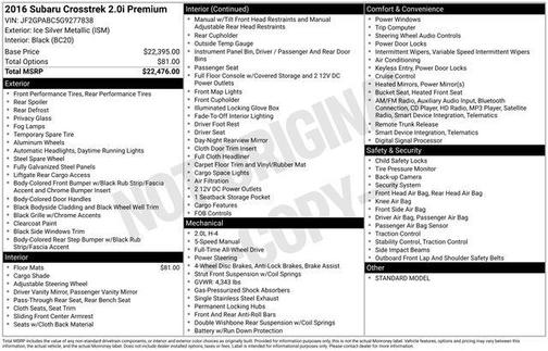 2016 Subaru Crosstrek 2.0i Premium