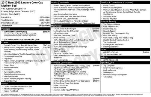 2017 RAM 2500 Laramie Crew Cab 4x4 6'4' Box