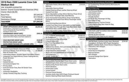 2018 RAM 2500 Laramie Crew Cab 4x4 6'4' Box