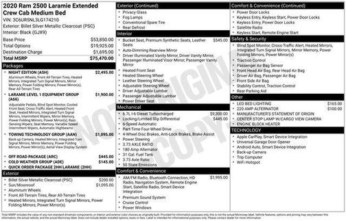 2020 RAM 2500 Laramie Mega Cab 4X4 6'4' Box