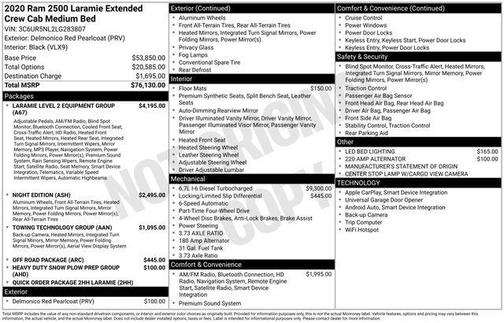 2020 RAM 2500 Laramie Mega Cab 4X4 6'4' Box
