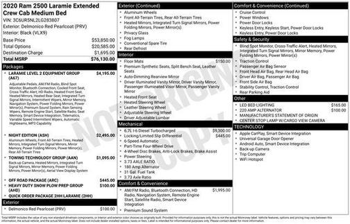 2020 RAM 2500 Laramie Mega Cab 4X4 6'4' Box