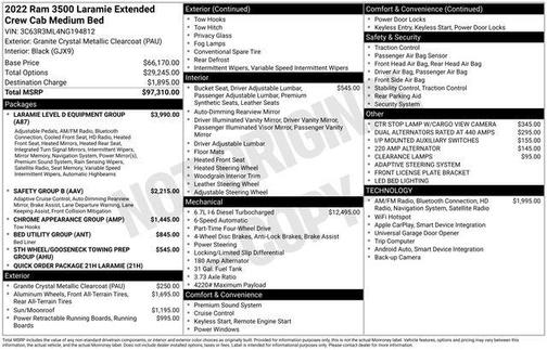 2022 RAM 3500 Laramie Mega Cab 4x4 6'4' Box