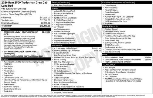 2026 RAM 2500 Tradesman Crew Cab 4x4 8' Box
