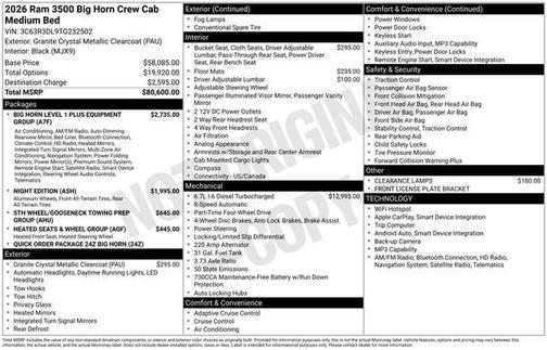 2026 RAM 3500 Big Horn Crew Cab 4x4 6'4' Box