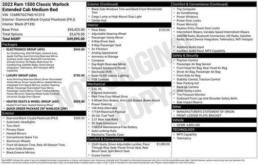 2022 RAM 1500 Classic Warlock Quad Cab 4x4 6'4' Box