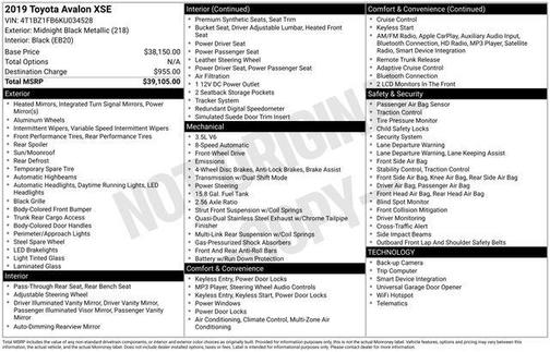 2019 Toyota Avalon XSE