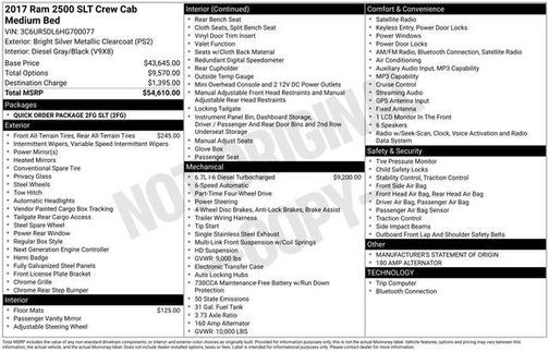 2017 RAM 2500 SLT Crew Cab 4x4 6'4' Box
