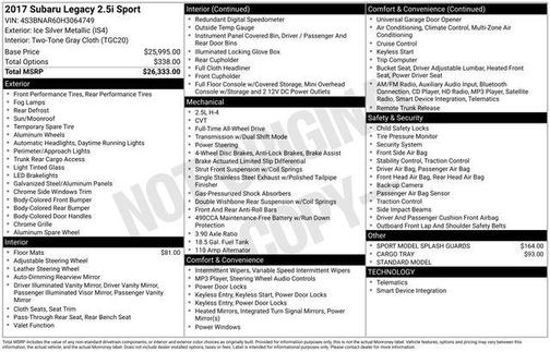 2017 Subaru Legacy Sport