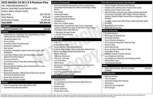 2025 Mazda CX-50 2.5 S Premium Plus Package