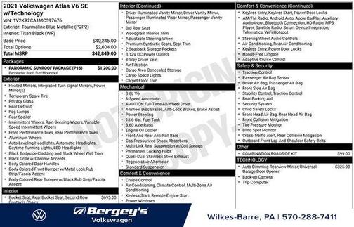 2021 Volkswagen Atlas 3.6 V6 SE w/ Technology