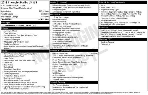 2018 Chevrolet Malibu 1LS