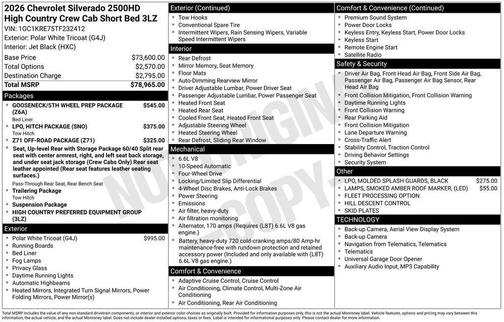 Polar White 2026 Chevrolet Silverado 2500 High Country