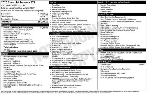 2026 Chevrolet Traverse Z71