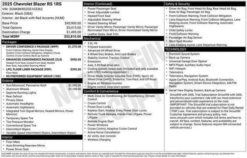 Black 2025 Chevrolet Blazer RS