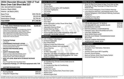 Black 2026 Chevrolet Silverado 1500 LT Trail Boss