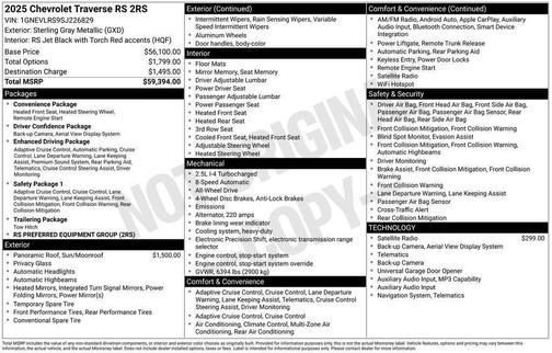 2025 Chevrolet Traverse RS