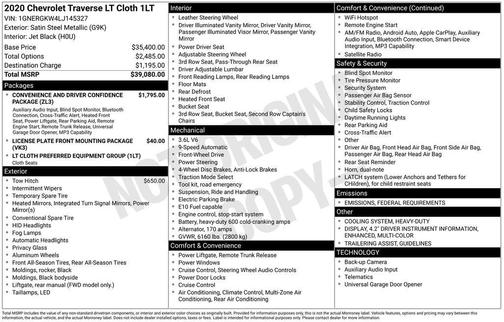 2020 Chevrolet Traverse LT Cloth