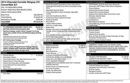 2014 Chevrolet Corvette Stingray Z51