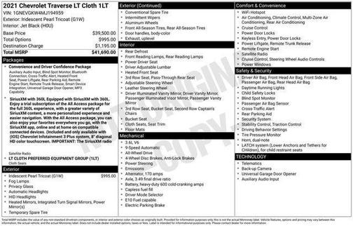 Iridescent Pearl Tricoat 2021 Chevrolet Traverse LT Cloth