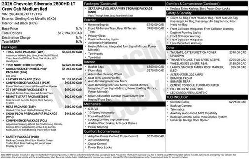 Sterling Gray Metallic 2026 Chevrolet Silverado 2500 LT