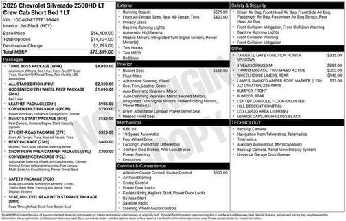 Black 2026 Chevrolet Silverado 2500 LT