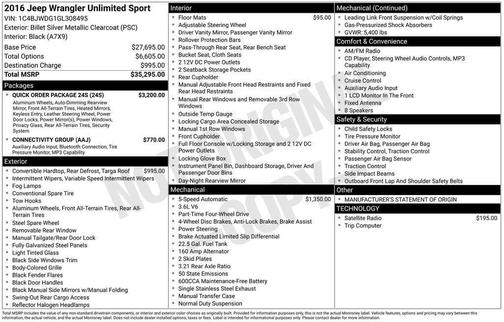 Billet Silver Metallic Clearcoat 2016 Jeep Wrangler Unlimited Sport