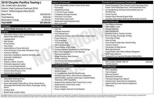 Dark Cordovan Pearlcoat 2018 Chrysler Pacifica Touring-L