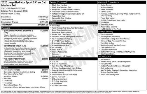 Anvil Clearcoat 2025 Jeep Gladiator Sport