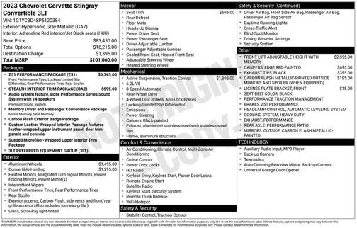 2023 Chevrolet Corvette Stingray w/3LT