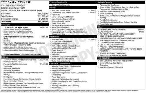 2025 Cadillac CT5-V V-Series