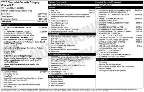 2020 Chevrolet Corvette Stingray w/3LT