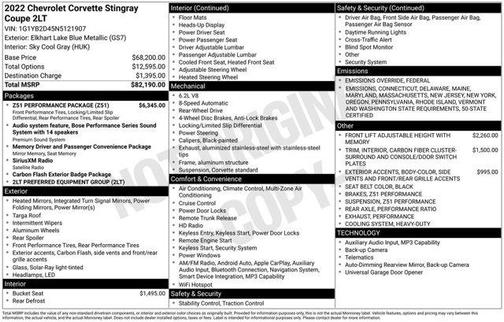 2022 Chevrolet Corvette Stingray w/2LT