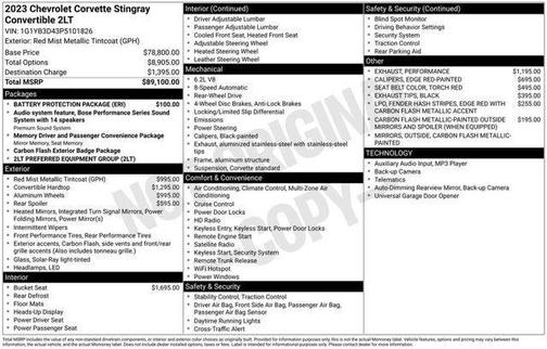 2023 Chevrolet Corvette Stingray w/2LT