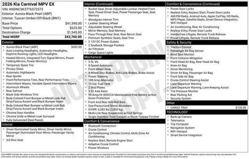 2026 Kia Carnival EX