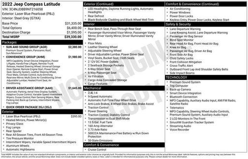 Laser Blue Pearlcoat 2022 Jeep Compass Latitude