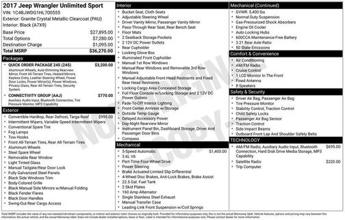 2017 Jeep Wrangler Unlimited Sport